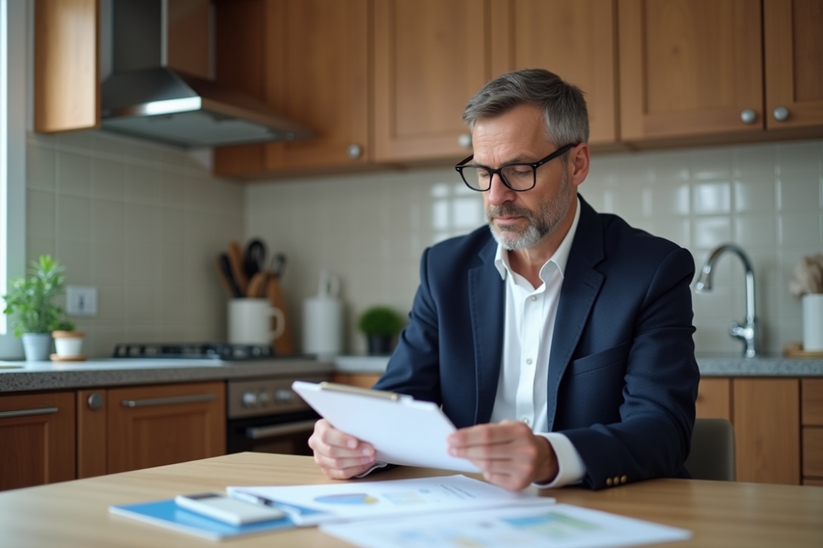 Agent immobilier en intérieur évaluant une maison