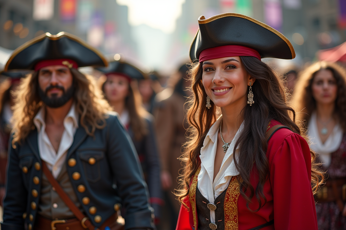 Groupe de cosplay pirates lors d une convention animée