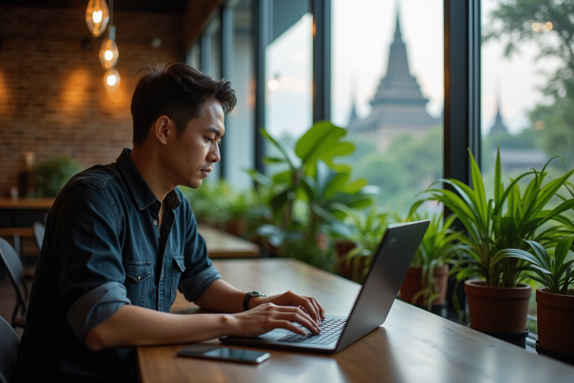 Expert marketing numérique dans un café de Chiang Mai