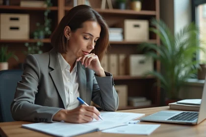 Femme d'âge moyen travaillant à son bureau