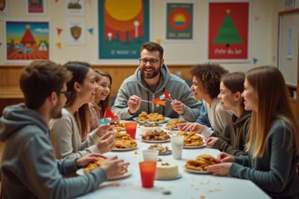 Groupe de personnes souriantes lors d'une fête communautaire