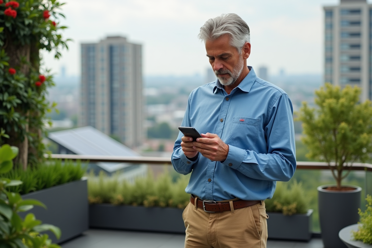 Homme utilisant une application d