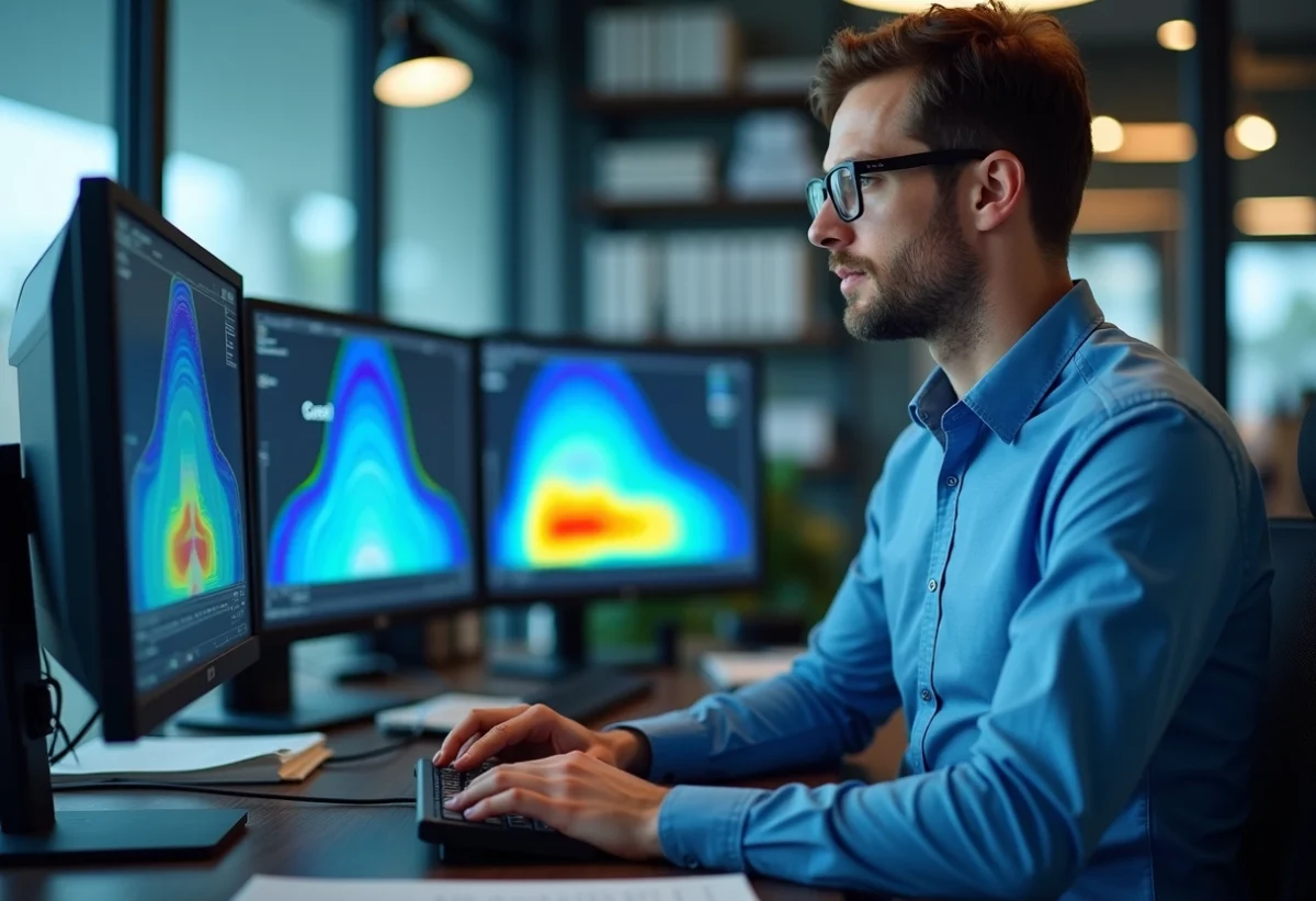 Ingénieur homme analysant des graphiques de champ magnetique